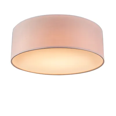 Immagine prodotto di QAZQA - Lampada da soffitto moderna | Lampada da soffitto | Lampada | Lampada rosa 30 cm con LED incluso - Modello a tamburo con paralume LED | Soggiorno | Camera da letto - Tessuto rotondo - | LED