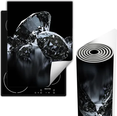 Produktbild von Herdabdeckplatten Glaskeramikkochfeld-Abdeckung 40x52 cm Anti Rutsch Matte Aufrollbar, Schwarz Diamanten