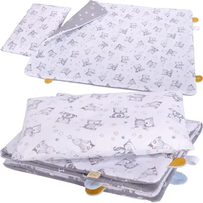Produktbild von Kinderbettwäsche -Set aus Baumwolle BOBO 135x100 cm, isoliert - Sterne und Eulen