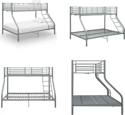 Produktbild von vidaXL Etagenbettgestell Grau Metall 140x200 cm/90x200 cm - Etagenbett - Etagenbetten - Hochbett - Hochbetten