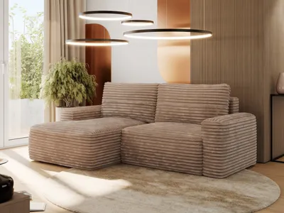 Produktbild von MKS MEBLE Sofa mit Schlaffunktion - Ecksofa mit Schlaffunktion und Bettkasten - Sofa 3 Sitzer - Schlafsofa - Couch - Schlafsofa mit Bettkasten - Belluno - Braun Cord - Links