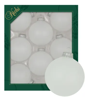 Produktbild von Krebs Glas Lauscha Kugeln im 8er Set - Schneeweiß - Christbaumschmuck aus Glas - Unifarbende Kugeln - Größe ca. 7 cm - 70535