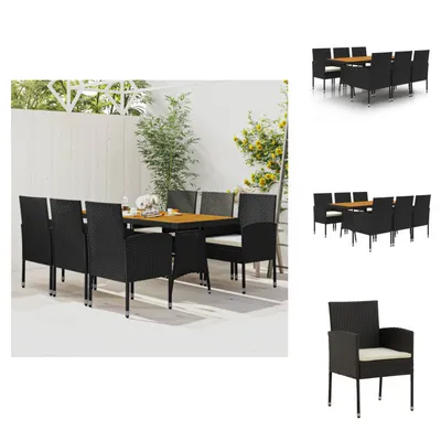 Produktbild von vidaXL 7-tlg. Garten-Essgruppe Poly Rattan Schwarz -  Gartenmöbel-Sets