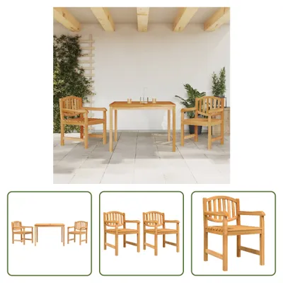 Produktbild von The Living Store 3-tlg. Garten-Essgruppe Massivholz Teak
