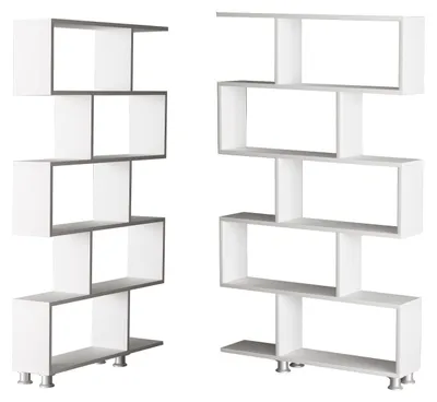 Image de Bibliothèque en bois « Nilüfer » - 90 x 20 x 156 cm - Blanc