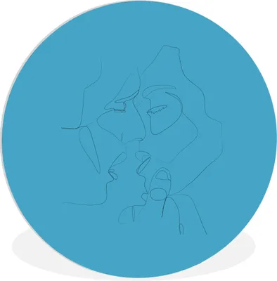 Produktbild von MuchoWow® Rundes Wandbild - Runde Bilder Ehepaar - Linienkunst - Minimalismus Ø 90 cm Kreis Wanddekoration Kunststoff - Wandkreis - Wandschmuck - Wand-Kreis - Wohnzimmer - Bild - Runde - Wanddeko - Dibond - Kunstdrucke