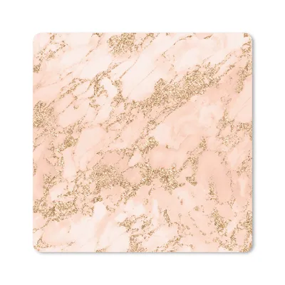 Produktbild von MuchoWow® Mauspad Mousepad Marmor - Rosa - Gold 20x20 cm - Mousepads - Maus Mat - Pad - Mausunterlage - Desk Mat - Bureauartikeln