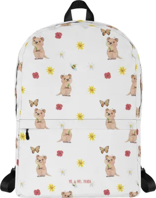 Produktbild von Mr. & Mrs. Panda Schulrucksack Quokka Happy - Weiß - Geschenk, Laptoprucksack, Dinge Erledigen, Backpack, Rucksack, Lustiger Spruch, Tagesrucksack, Verschieben