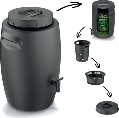 Diagram showing the components and assembly of a fertilizer tank.