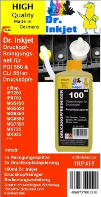 A product image for a printer head cleaning kit, showing the bottle and some components.