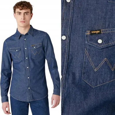 Obrázek produktu pro Westernová košile s dlouhým rukávem Wrangler Blue XL Man Blue XL