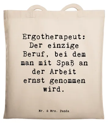 Produktbild von Mr. & Mrs. Panda Einkaufstüte Spruch Ergotherapeut Geschenk - Transparent - Laptoptasche, Berufsprodukte, Tasche, Tote Bag, Humor, Slogan, personalisierte Geschenke, Uni