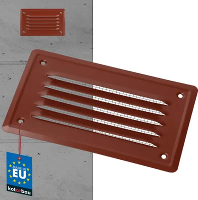 Zdjęcie produktu dla KOTARBAU® Kratka wentylacyjna 165x100 mm Kratka wywiewna Wkrecana Malowana Wentylacja kominowa Cegla czerwona Siatka przeciw owadom odporna na korozje