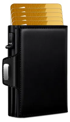 Produktbild von Herren Geldbörse mit RFID-Schutz, Slim Wallet und Münzfach, Schwarz
