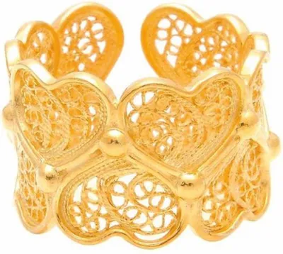 Produktbild von Casa Padrino Luxus Sterlingsilber Damenring Herzen Gold - Eleganter Damenschmuck