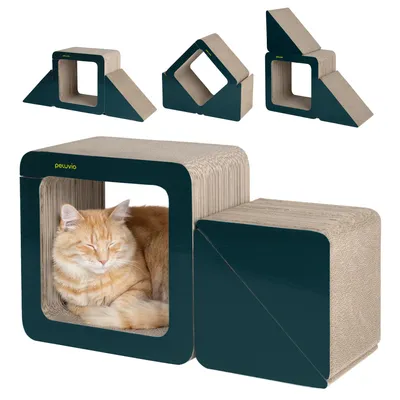 Produktbild von Peluvio Karton-Kratzmöbel für Katzen CUBBY - Modularer Kratzbaum, Katzenhöhle & Spielmöbel aus Wellpappe