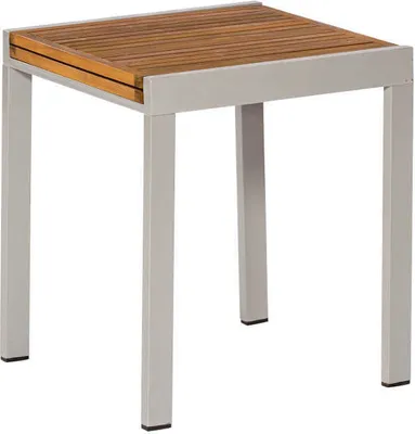 Produktbild von Merxx Balkontisch ausziehbar 65/130 x 65 cm - Aluminiumgestell Silber mit Akazienholz
