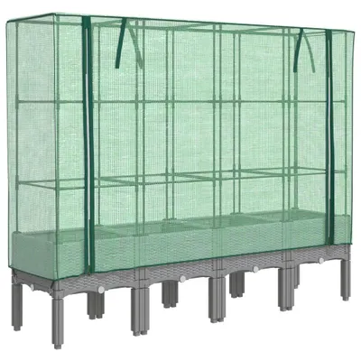 Produktbild von vidaXL Hochbeet mit Gewächshaus-Aufsatz Rattan-Optik 160x40x140 cm
