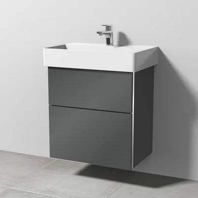 Obrázek produktu pro Sanipa, podstavba pod umyvadlo pro keramické umyvadlo Dura Square 60 cm, se 2 zásuvkami s úchytkami, s menší hloubkou