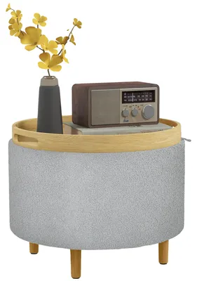 Produktbild von Hocker Pouf, Versteckter Stauraum, Wendbarer Deckel, armeegrün