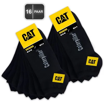Produktbild von 16 Paar CAT® CATERPILLAR SNEAKER SOCKEN Sneakers Füßlinge Strümpfe in Schwarz & Größe 43-46