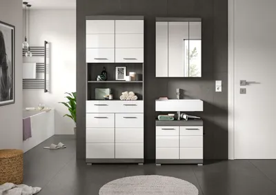 Produktbild von xonox.home Scout Badkombination B/H/T: 149x191x34 cm in Rauchsilber Nachbildung