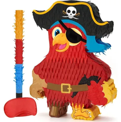 Produktbild von Piraten Piñata mit Augenbinde und Schlagstock für Kindergeburtstage
