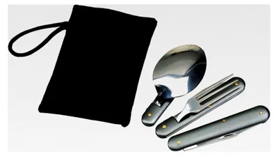 Produktbild von 4-teiliges Campingbesteck aus Edelstahl mit Tasche