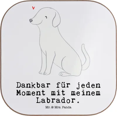 Produktbild von Mr. & Mrs. Panda Tassenuntersetzer Labrador Moment - Weiß - Geschenk, gläseruntersetzer, Holzuntersetzer, Tischuntersetzer, Untersetzer Gläser, Coaster, für