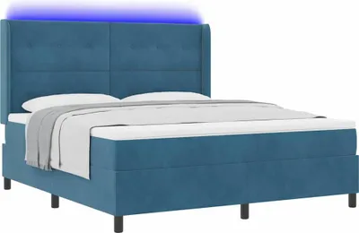 Produktbild von Boxspringbett mit Matratze mit LED Blau 180 x 200 cm Samt