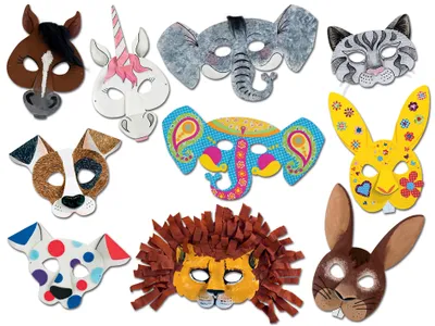 Produktbild von Folia Kindermaske 'Tiere' aus Pappe, mit Gummi, weiß (6 Stück)