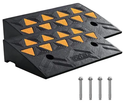 Productafbeelding van Drempelhellingen Rubber - Oprijplaat Stoeprand - Overbruggen Oneffenheden - 15 Ton Draagvermogen - 50 x 32 x 11 cm