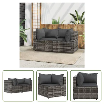 Produktbild von The Living Store Garten-Ecksofas mit Kissen 2 Stk. Grau Poly Rattan