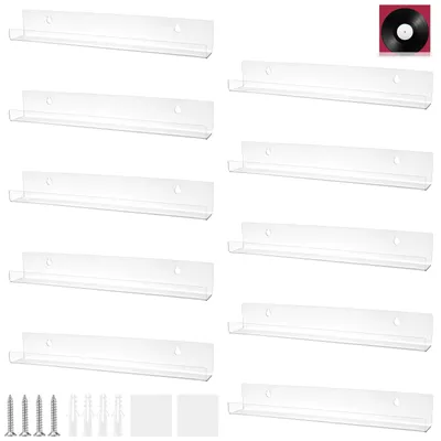 10er-Pack Acryl-Vinyl-Wandhalter, 30,5 cm, transparent