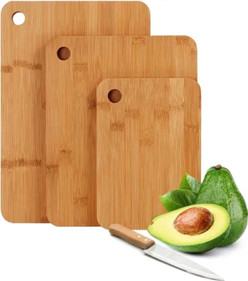 Productafbeelding van Vijf bamboe snijplanken - 3-delig, veelzijdig te gebruiken in de keuken