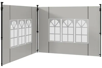 Immagine prodotto di Set 2 Pareti Laterali per Gazebo 3x3m e 3x6m con Finestre 293x193 cm in PE e Plastica Bianco
