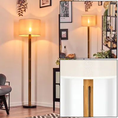Produktbild von Schiavonea Stehlampe aus Holz/Metall und Schirm aus Stoff