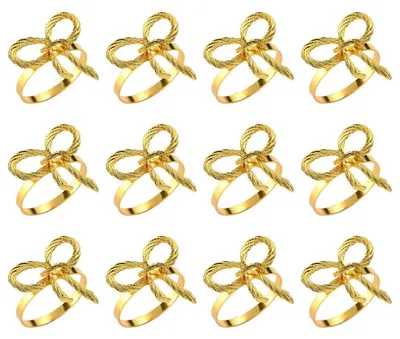 Produktbild von Omgoods - Servietringe, 12 Stück - Metallstreifen-Design - Servietenspangen - Serviettenhalter - Tischdekoration - Langlebiges Eisenmaterial