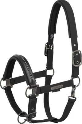 Produktbild von Eskadron Platinum Halfter " SOFTSHELL PEARLS DOUBLE PIN " , Stallhalfter mit Perlen Größe - X-Warmblut Farbe - black