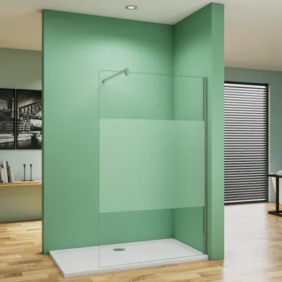A modern bathroom with a walk-in shower enclosure.