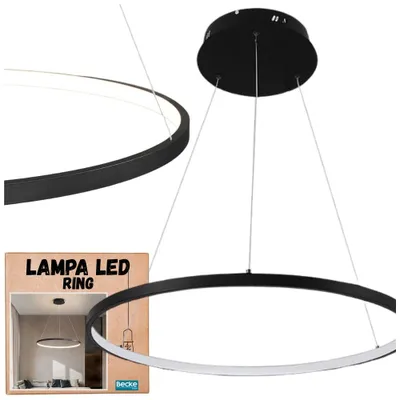 Obrázek produktu pro Stropní lampa Ring LED, černá matná, 25 W, moderní, industriální, závěsná, dlouhá