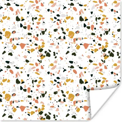 Produktbild von MuchoWow® Poster Grau - Rosa - Terrazzo - Muster 50x50 cm - Wohnzimmerdekoration