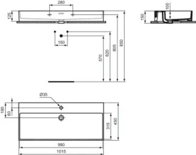 Produktbild von IDEAL STANDARD R055301 Waschtisch Extra 1015 mm 1 Hahnloch