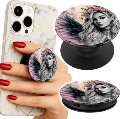 Obrázek produktu pro Držák telefonu Popsocket Fingerboard/Stand Woman Flowers Feathers