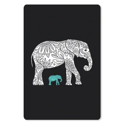 Produktbild von MuchoWow® Mauspad Mousepad Elefant - Muster - Schwarz 40x60 cm - Mousepads - Maus Mat - Pad - Mausunterlage - Schreibtisch Accesoire