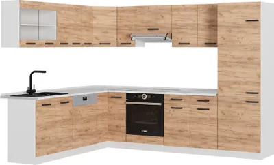 Produktbild von Eckküche Vicco R-Line Goldkraft Eiche/Weiß 287 x 60 cm AP Eiche, Model 52218