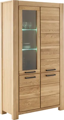 Produktbild von Vitrine 109 cm mit LED-Beleuchtung, Wildeiche teilmassiv geölt, SELISTE-06