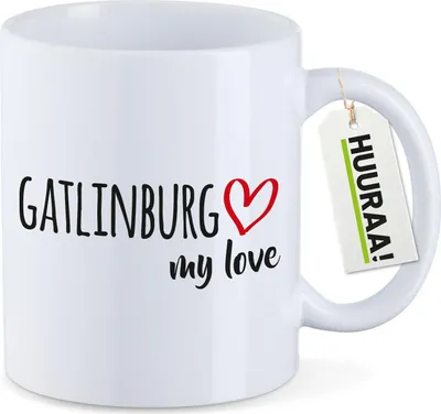 Produktbild von Huuraa Kaffeetasse Gatlinburg my love 330ml Weiß Keramik Kaffeebecher Geschenkidee
