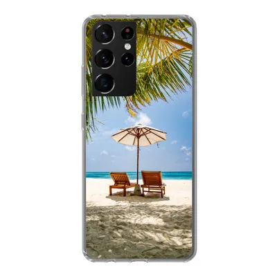 Produktbild von MuchoWow® Handyhülle Schutzhülle Hülle für Samsung Galaxy S21 Ultra Strand - Strandkorb - Sonnenschirm Silikon Softcase Handy Hülle - Mobiltelefon