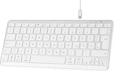 Produktbild von Kabellose Bluetooth Tastatur, Wiederaufladbare Mini Type-C, Funk, Ultraslim Ergonomisches Design, Deutsches QWERTZ Layout, für Android/iOS/Windows